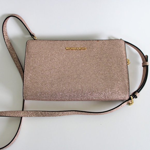 Michael Kors Rose Gold/Champagne Convertible Clutch and Cross Body Purse - Picture 3 of 12